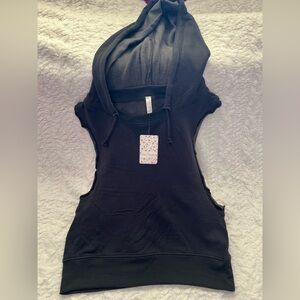 Free People Black Sleeveless Hoodie
